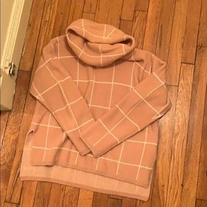 Lulus blush pink and white cowl neck knit sweater!